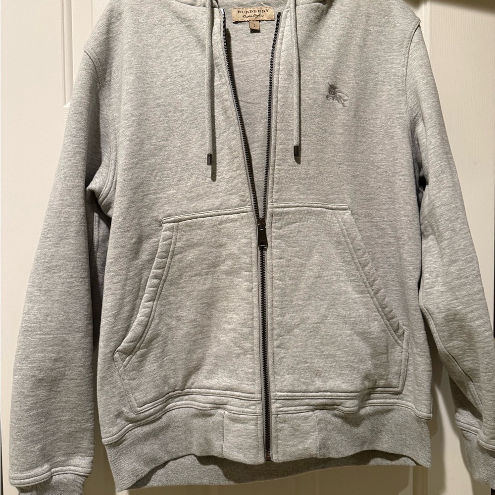 Burberry Light Gray Zip-Up Hoodie